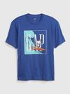 Erkek Koyu Mavi GAP Logo X Peanuts Grafik Baskılı T-Shirt