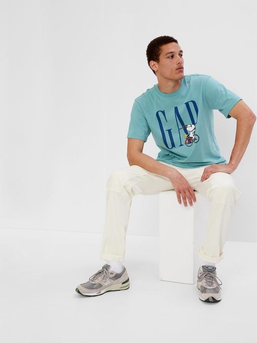 Erkek Koyu Mavi GAP Logo X Peanuts Grafik Baskılı T-Shirt