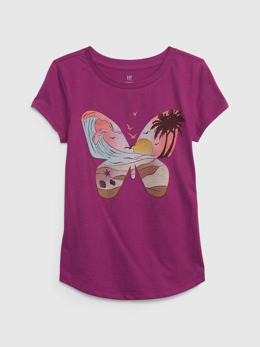 Kız Çocuk | Mor %100 Organik Pamuk Grafik T-Shirt