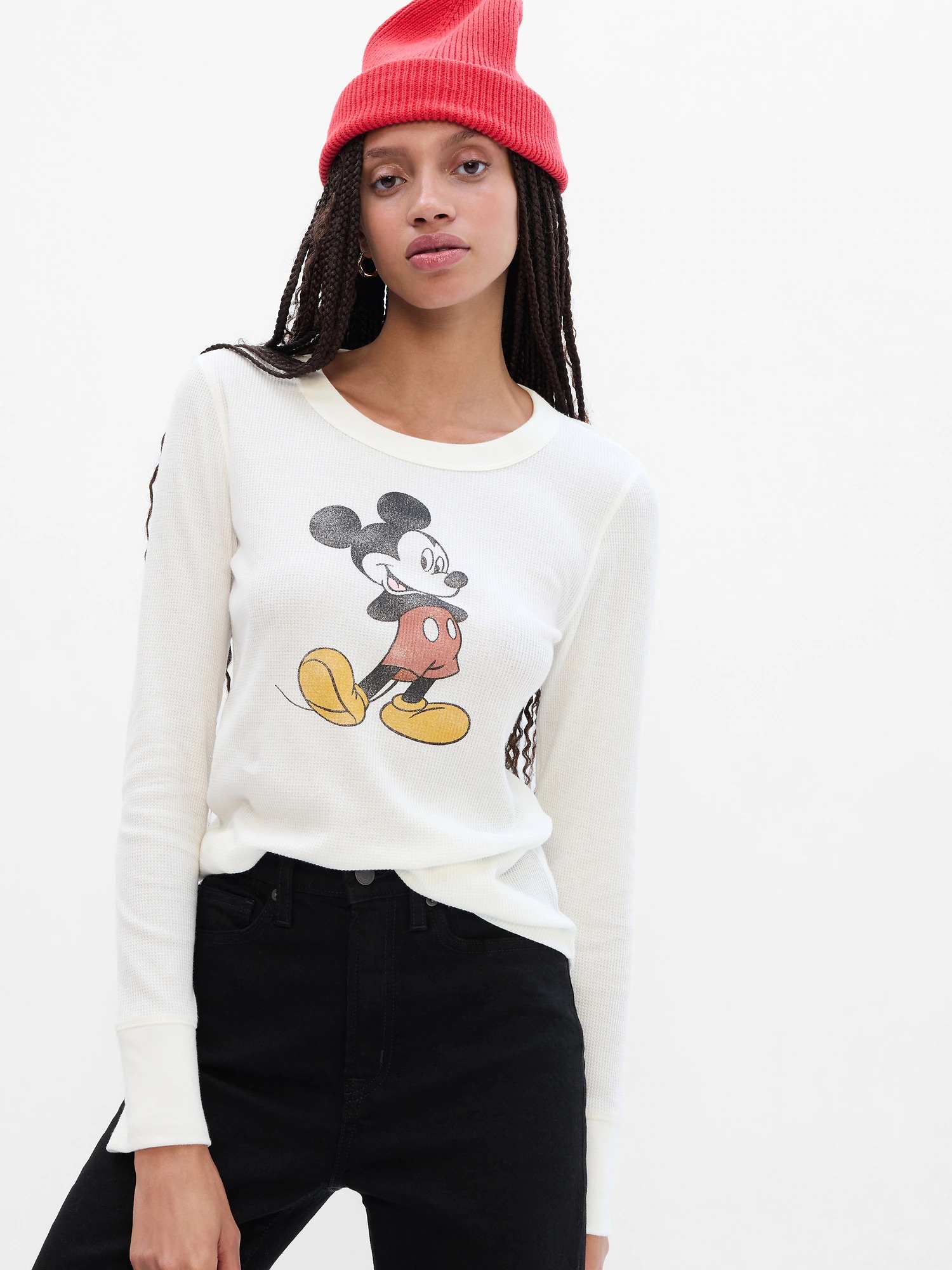 Gap Disney Mickey Mouse Grafik Baskılı Uzun Kollu T-Shirt. 1