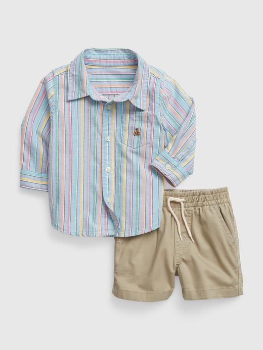Erkek Bebek | Çok Renkli Çizgili 2'li Outfit Set