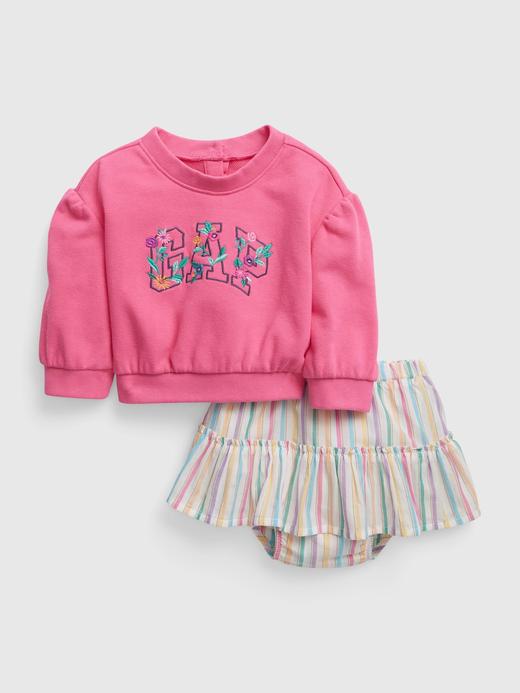 Kız Bebek | Çok Renkli Gap Logo Çiçek Baskılı Outfit Set