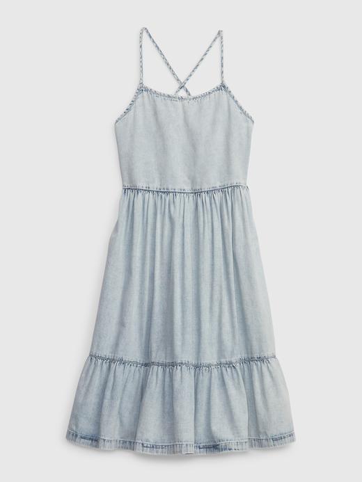 Kız Çocuk | Açık Mavi Denim Kat Kat Askılı Washwell™ Elbise