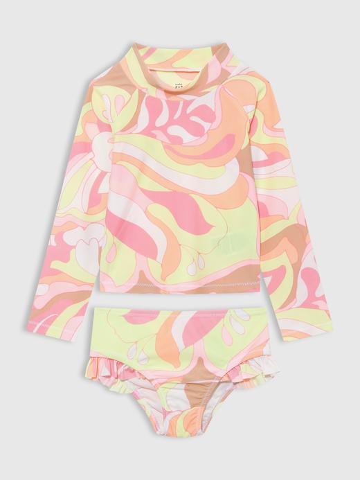 Kız Bebek | Pembe Çiçek Desenli 3'lü Mayo Seti