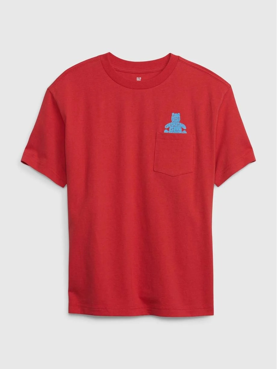 Gap Brannan Bear Baskılı Cepli T-Shirt. 1