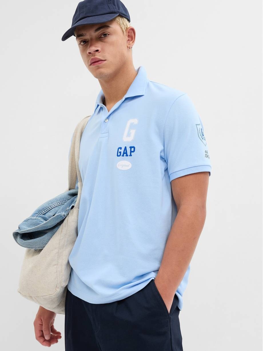 Gap Gap Logo Grafikli Polo Yaka T-Shirt. 1