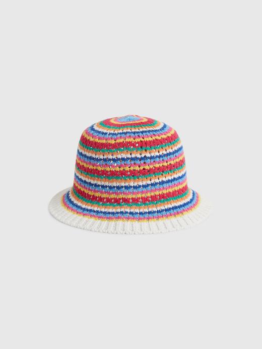 Kız Çocuk | Çok Renkli Çizgili Kroşe Bucket Şapka