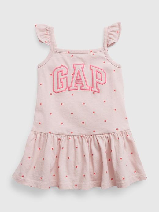 Kız Bebek | Pembe Gap Logo Fırfır Kollu Elbise