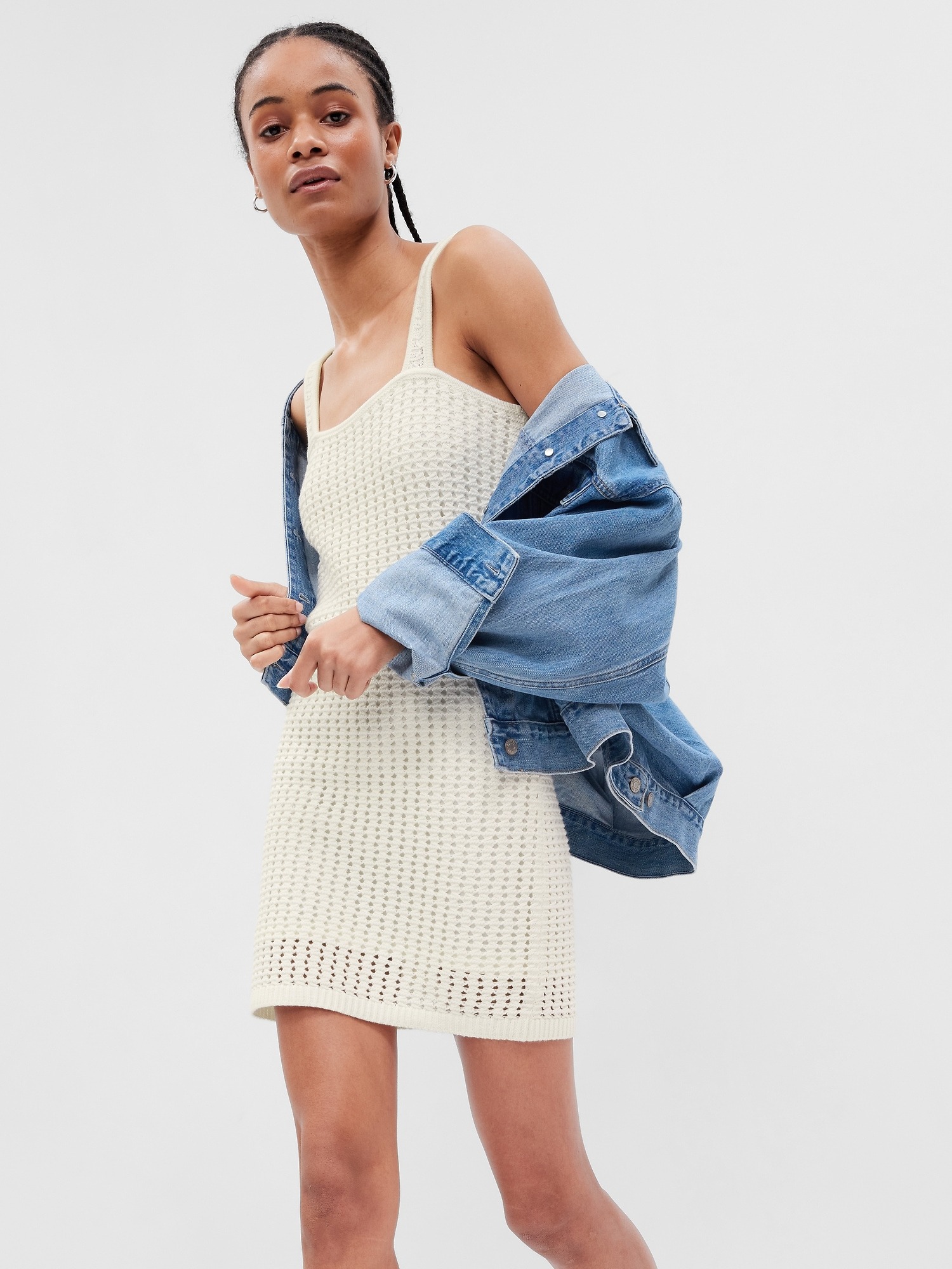 Gap Crochet Örgü Çizgili Mini Elbise. 1