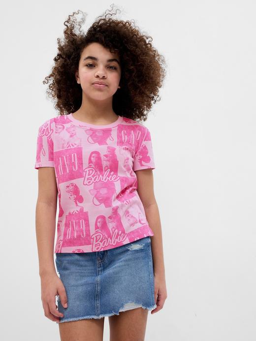 Kız Çocuk | Pembe Gap × Barbie™ Logo %100 Organik Pamuk T-Shirt