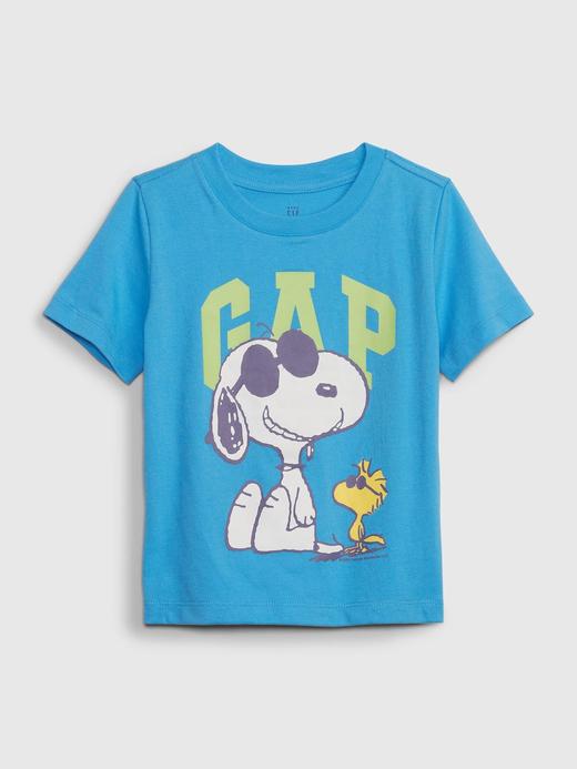 Erkek Bebek | Mavi Gap Logo Peanuts Grafikli T-Shirt